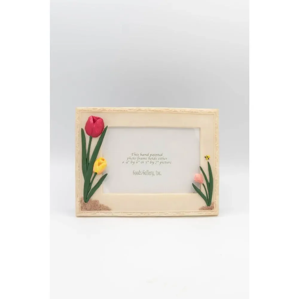 Vintage Goods Gallery Hand Painted 3D Tulip Floral Resin Photo Frame 4x6 5x7